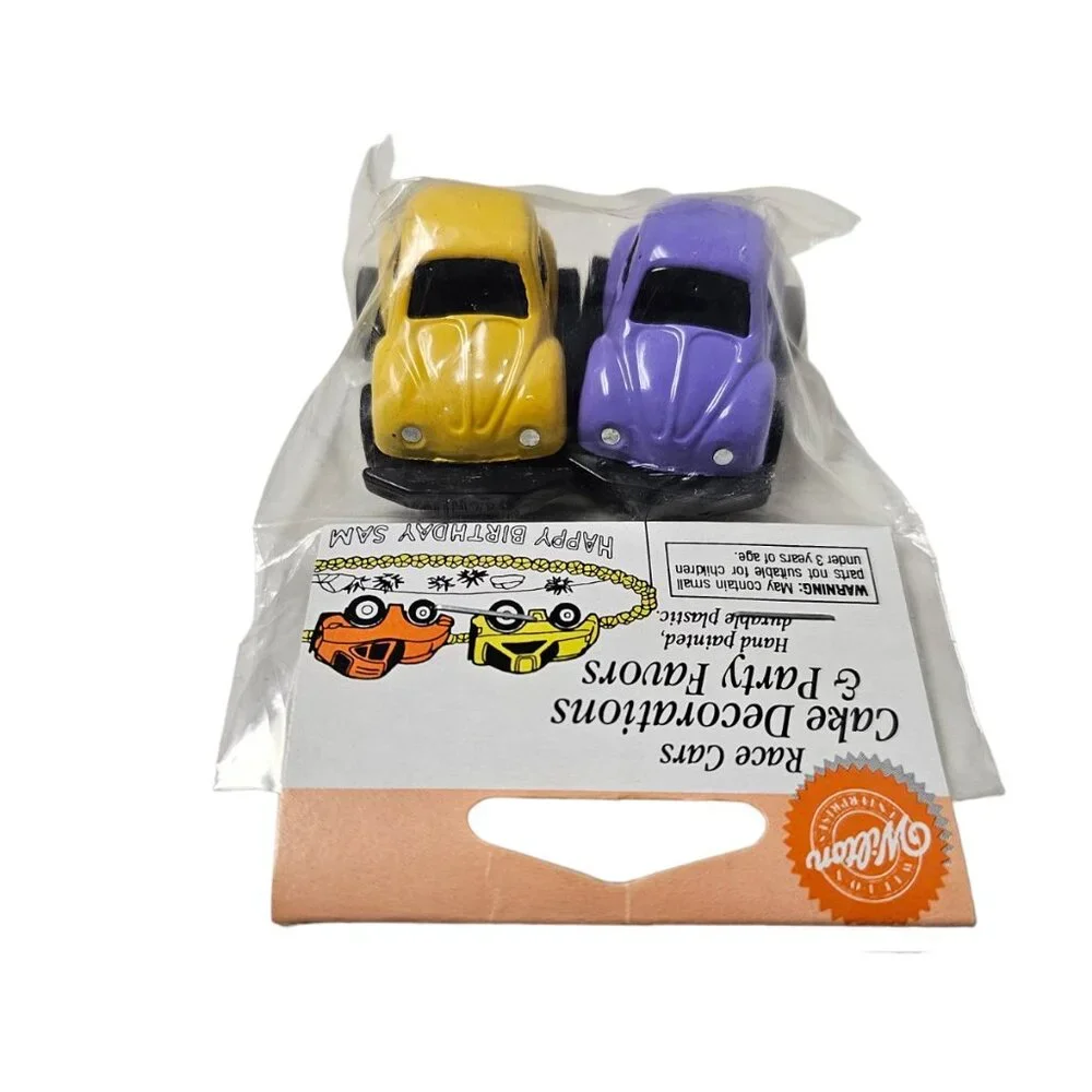 DEADSTOCK 1995 Wilton Race Cars Cake Decorations and Party Favors